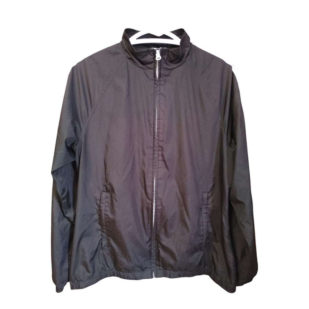Lands' End Black and White Utility Jacket with High Collar